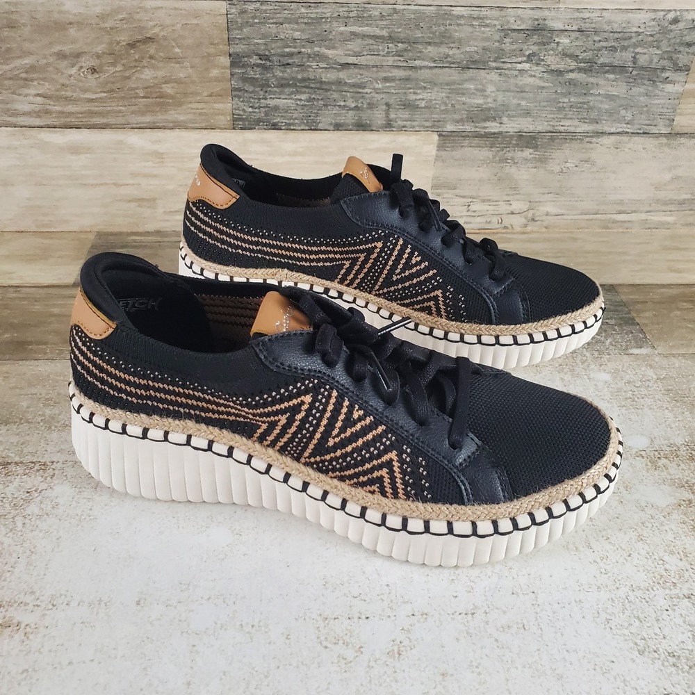 Skechers Active Bellevue Wilshire Blvd Womens Shoes Sz 8 Black Knit Sneakers